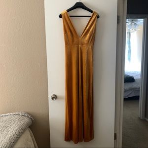 Azazie Gold Velvet Maxi bridesmaid dress Medium